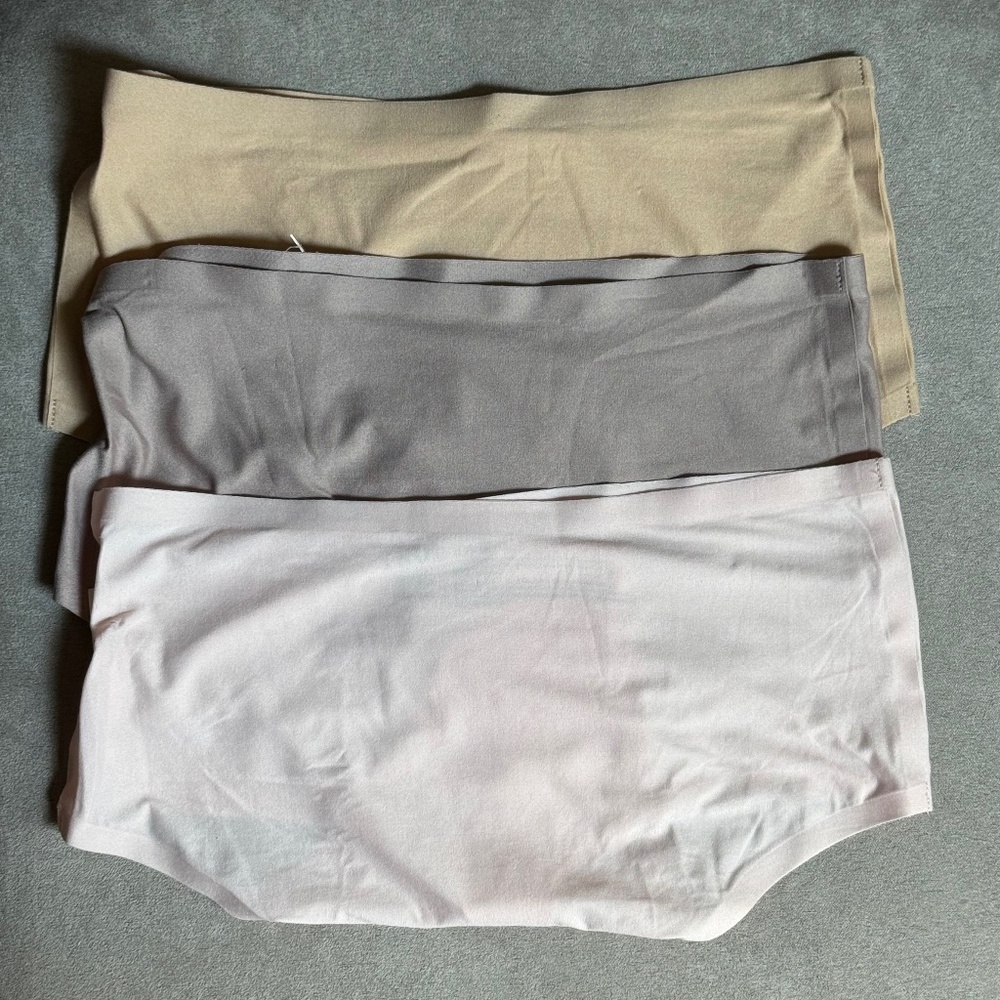 New True & Co 3 Pack One Size XS-L Stretch Women High  Rise Thong Beige